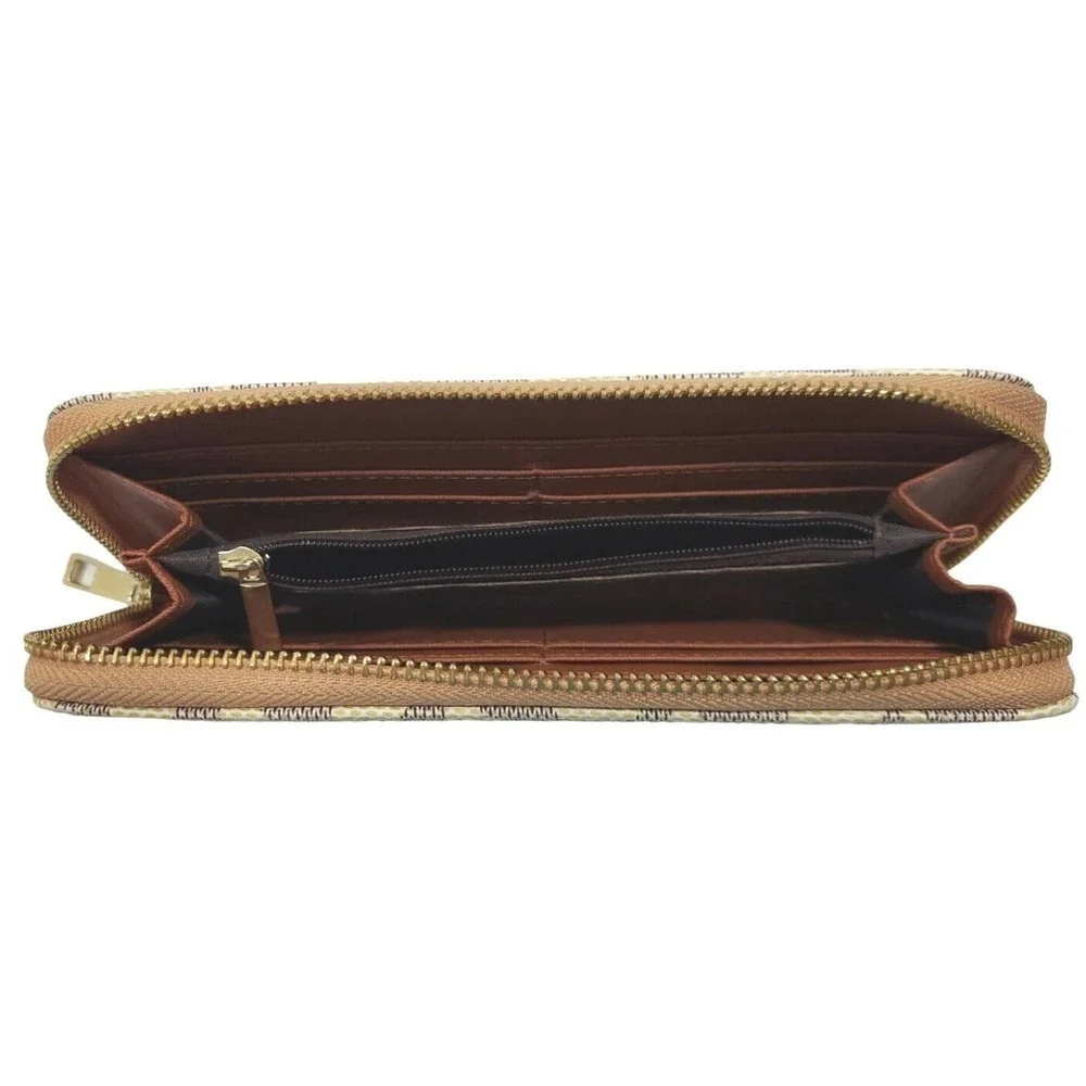 Woman Checkered Wallet Clutch Wristlet Coin Card Cash Purse Fashion Damier White